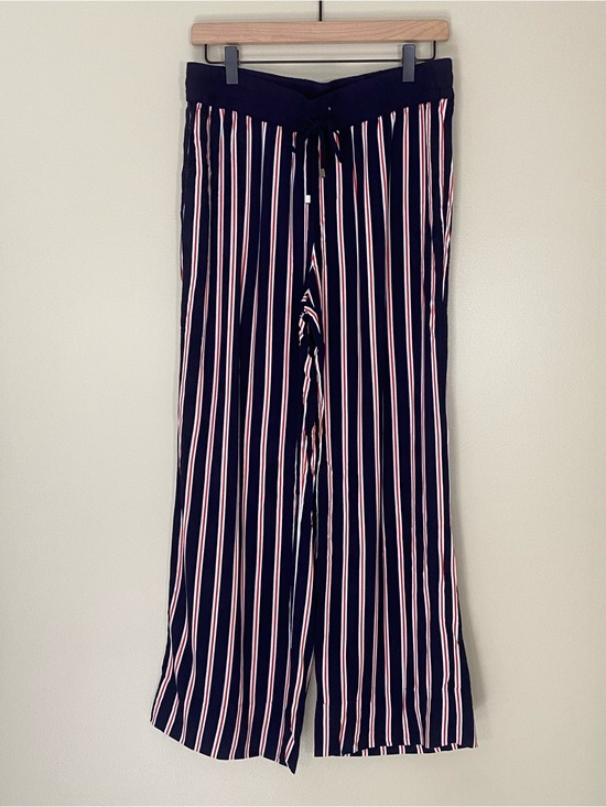 Cynthia Rowley Pants - Cynthia Rowley Classic Striped Wide Leg Pants Nautical Dark Navy Red White Large